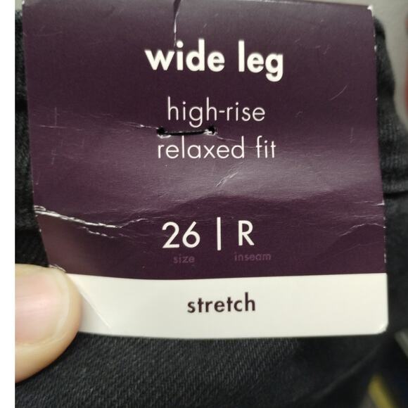 AVA & VIV NWT Plus Size 26 Black Wide Leg High-Rise Relaxed Fit Stretch Jeans - Picture 6 of 6